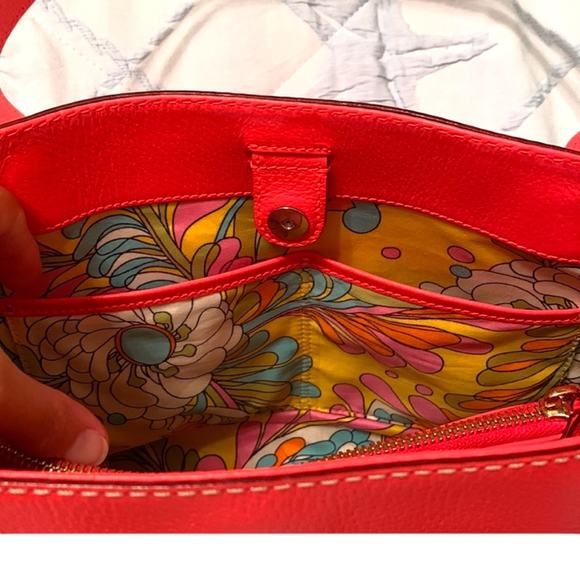 Kate Spade Coral Orange Leather Handbag Purse - Picture 7 of 13